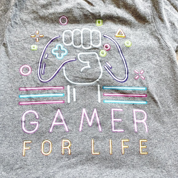 Ocean Current Gamer For Life Gamer Gray Short Sleeve Graphic Tee Youth Small - Picture 2 of 7